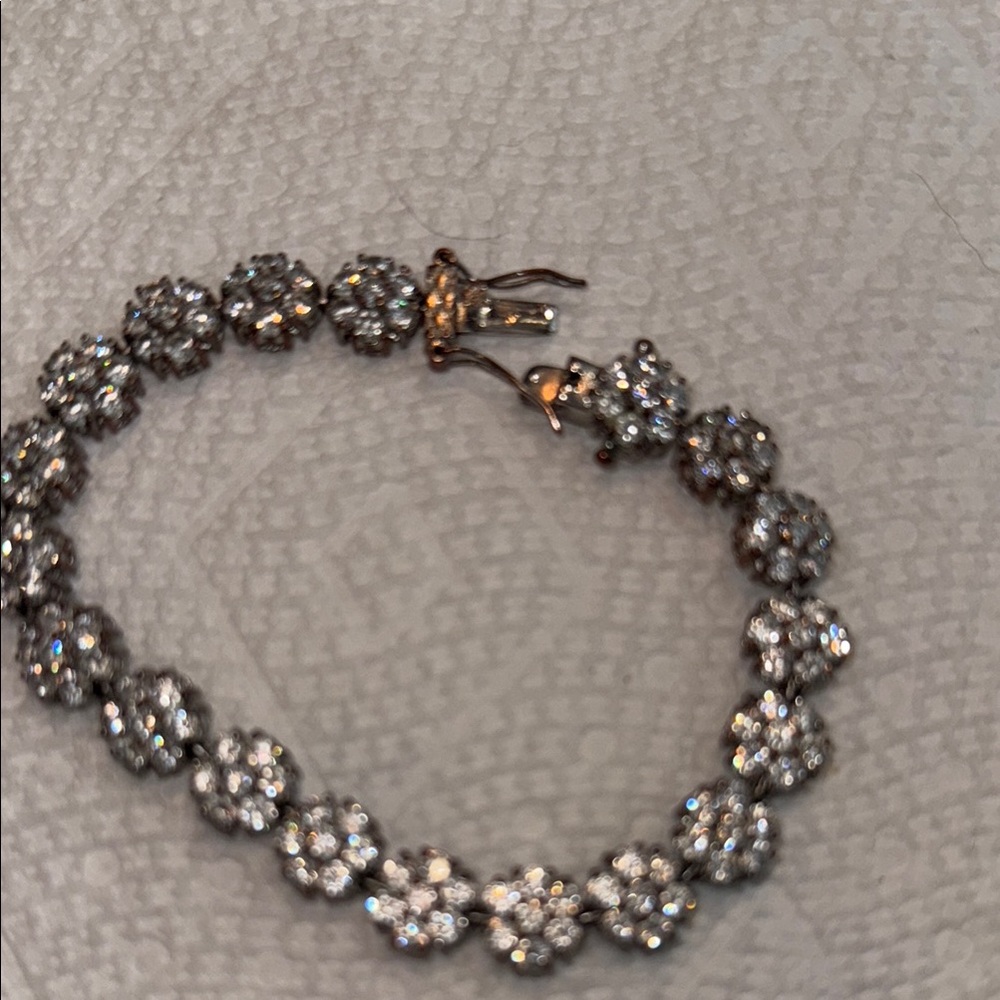 Silver Plate CZ Floral Bracelet